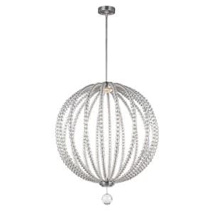 LED 2 Light Large Spherical Ceiling Pendant Satin Nickel