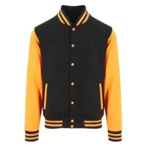 Awdis Unisex Varsity Jacket (S) (Jet Black/Orange Crush)