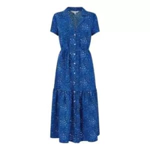 Yumi Blue Animal Print Midi Shirt Dress - Blue