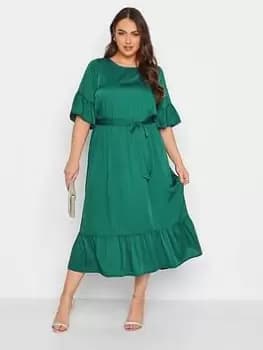 Yours Satin Smock Dress, Green, Size 16, Women