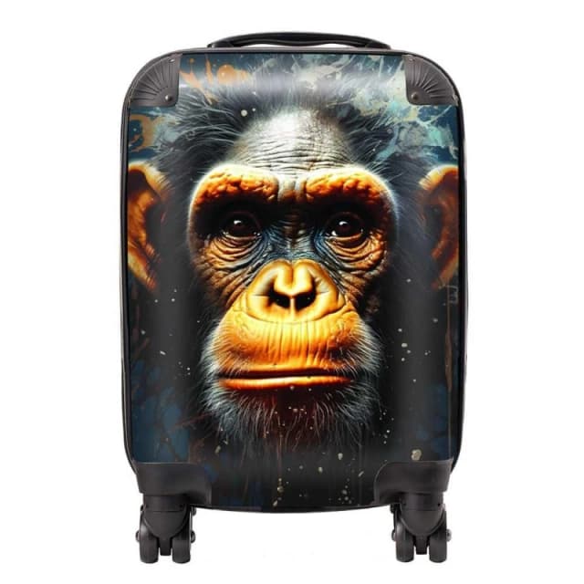 Warren Reed - Designer Splashart Realistic Monkey Face Suitcase in Brown Size: Large Brown Unisex Large