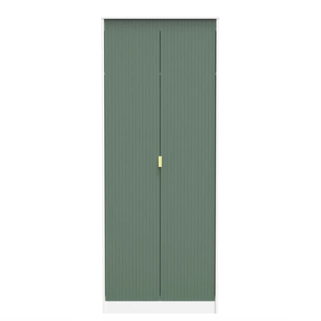 Linear Ready Assembled Modern Matt Green & White Tall Double Wardrobe (H)1970mm (W)740mm (D)530mm