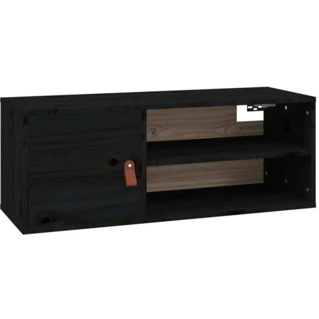 vidaXL Wall Cabinet Black 80x30x30cm Solid Wood Pine, Black 818393