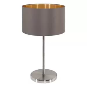 Table Lamp Colour Satin Nickel Shade Cappuccino Gold Fabric Bulb E27 1x60W