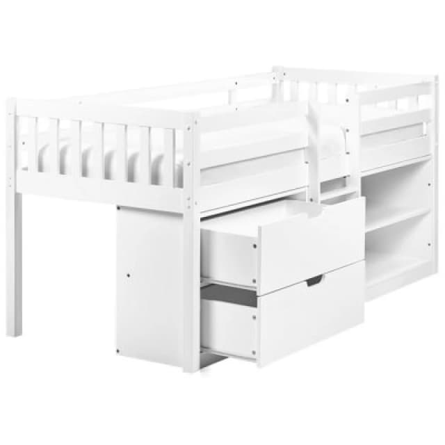 Beliani Mid Sleeper Bed Wood Susville 90 X 200 Cm (Eu Single) White