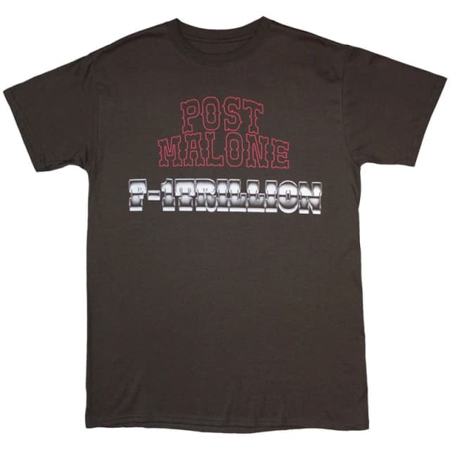 Post Malone Mens F-1 Trillion Back Print T-Shirt in Charcoal Size: Medium Charcoal Male M