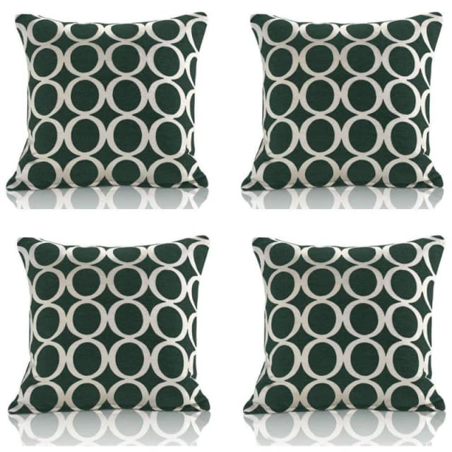 Alan Symonds Geometric O Chenille Cushion Set of 4 Green unisex 45x45cm