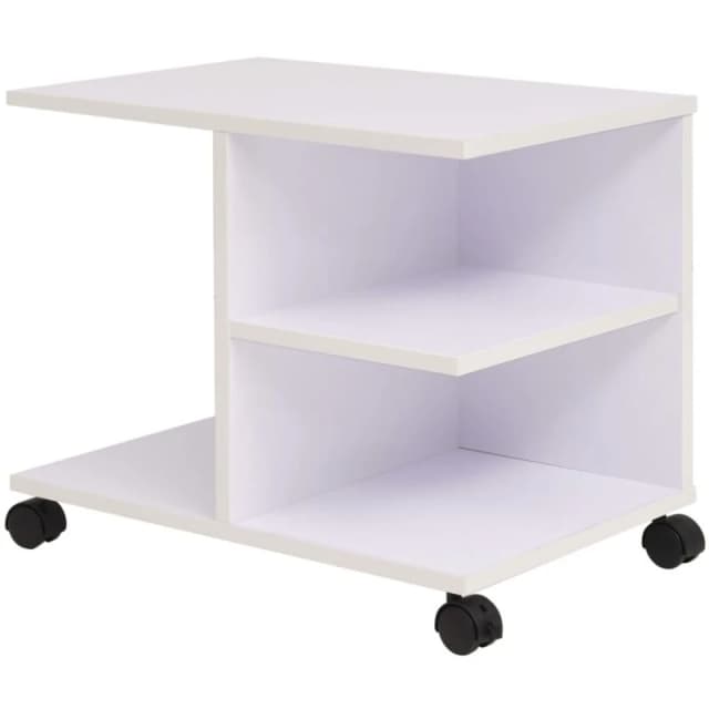 vidaXL Rolling Shelf White Standing Bookcase Storage Side Table Furniture