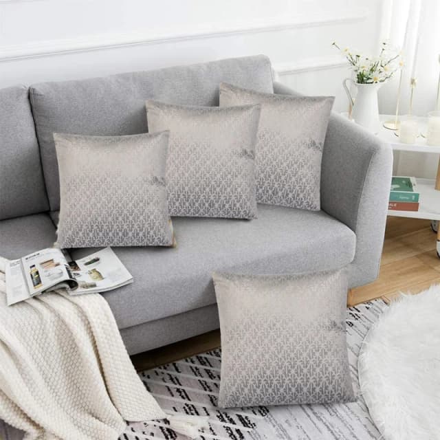 Alan Symonds Textured Velvet Cushion Set of 4 Silver unisex 45x45cm