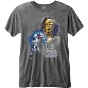 Star Wars - Episode VIII Droids Portrait Unisex Large T-Shirt - Grey