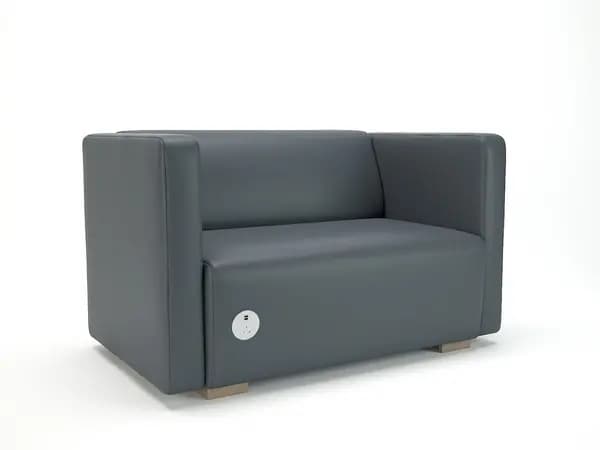 Dynamic Office Solutions Carmel 130cm Wide Sofa in Cristina Marrone Ultima Faux Leather with Socket NSS05090
