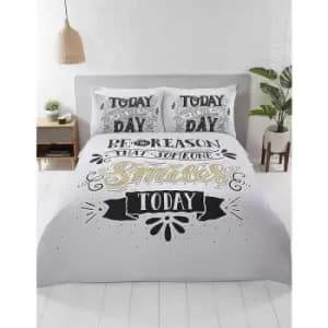 Today Is The Day Double Duvet Cover Set Bedding Bed Quilt Set Black White Gold