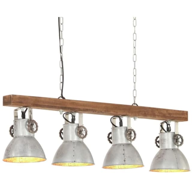 VIDAXL Industrial Ceiling Lamp Silver E27 Mango Wood Vidaxl 8720286024058