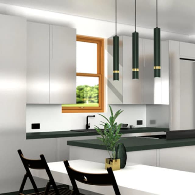 Milagro Joker Contemporary Pendant Lamp 3Xgu10 Hand Made Cylindrical Style Lights Finished In Rich Green With Striking Gold Detail