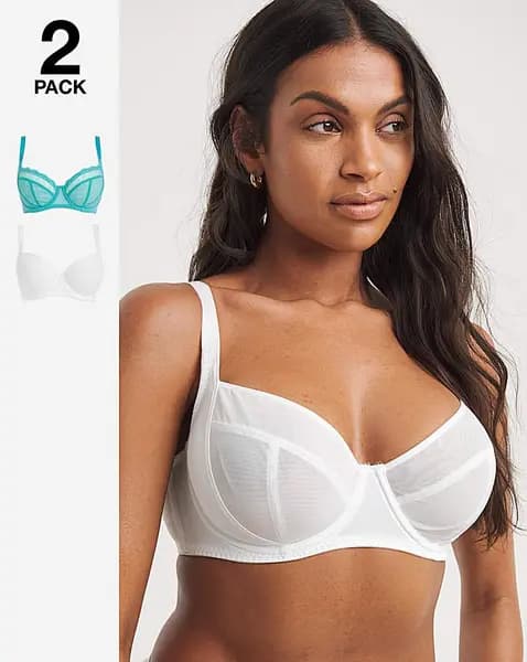 Dorina Curves Imani 2Pack Full Cup Bras Green/White Female 42C LO66404