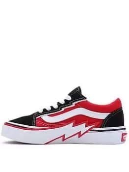 Vans Old Skool Bolt Younger Boys Trainer, Red/Black, Size 1 Older