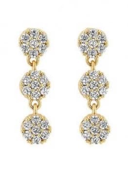 Jon Richard Jon Richard Bridal Gold Plated Fine Pave Allway Tennis 3 Drop Earrings