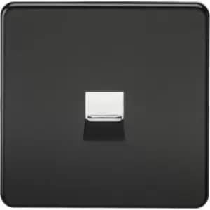 MLA Knightsbridge Telephone Master Socket Matt Black With Chrome Shutter - SF7300MB