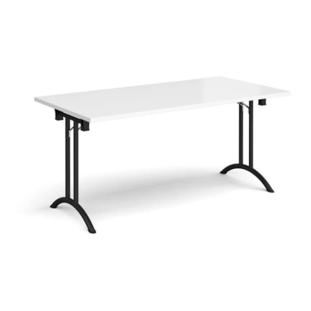 Rectangular Folding Meeting Table with Black Curved Legs - 1600mm - White