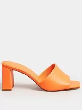 Long Tall Sally Block Mules - Orange, Size 9, Women