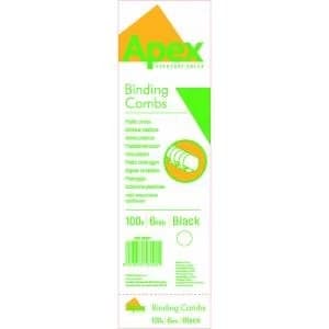 Fellowes Apex Plastic Binding Combs 6mm Black Pack of 100 6200102