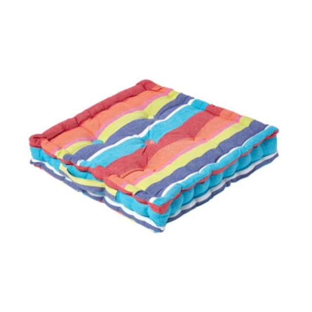Homescapes Cotton Multicoloured Stripe Floor Cushion, 50 X 50 Cm