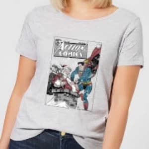 DC Superman Action Comics Womens Christmas T-Shirt - Grey - 3XL