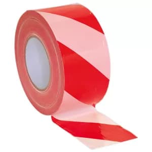 Sealey BTRW Hazard Warning Barrier Tape 80mm x 100mtr Red/White Non-Adhesive