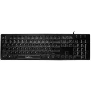 LogiLink ID0138 USB Keyboard German, QWERTZ, Windows Black Backlit