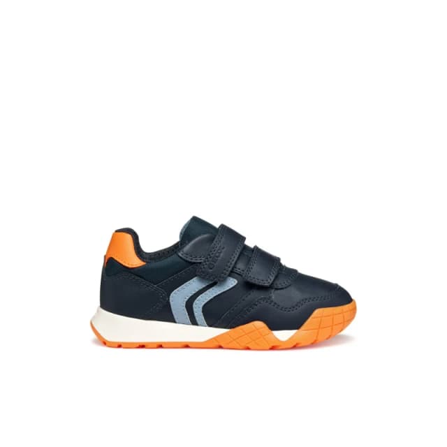 Geox Kids Rann-E Breathable Trainers with Touch 'n' Close Fastening Navy/Orange Baby 39 (5.5 to 6);38 (5);37 (4);30 (11.5)