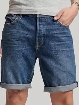 Superdry Vintage Denim Shorts, Blue Denim, Size 36, Men