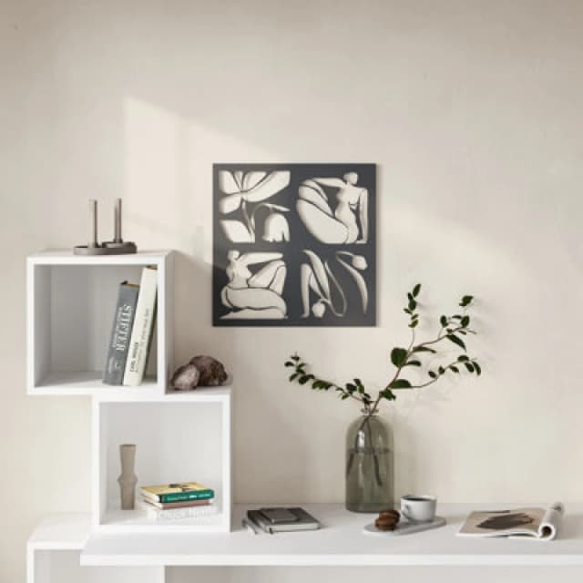 Decortie Aitus Modern Metal Wall Art Home Decorative Ornament, Black