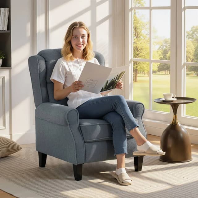 HOMCOM Recliner Armchair, Fabric Recliner Chair in Grey Grey Unisex