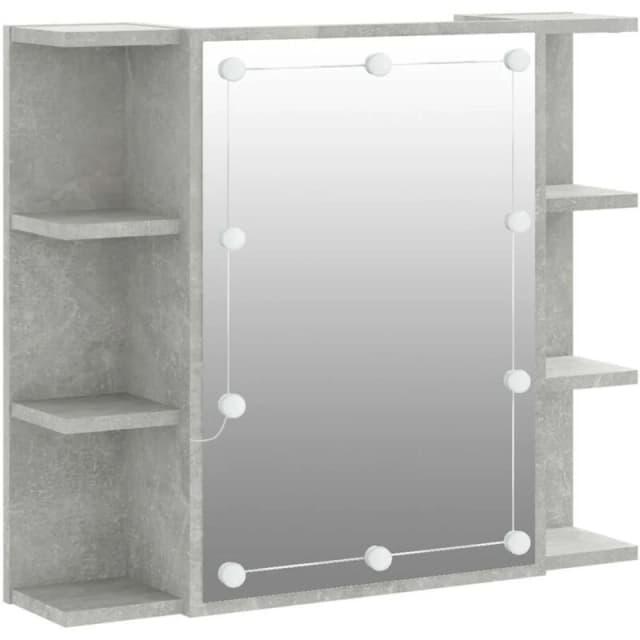 vidaXL Mirror Cabinet with LED Concrete Grey 70x16.5x60 cm, Grey 808877