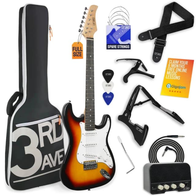 3rd Avenue Full Size Electric Guitar Pack with Amp Sunburst unisex Full Size