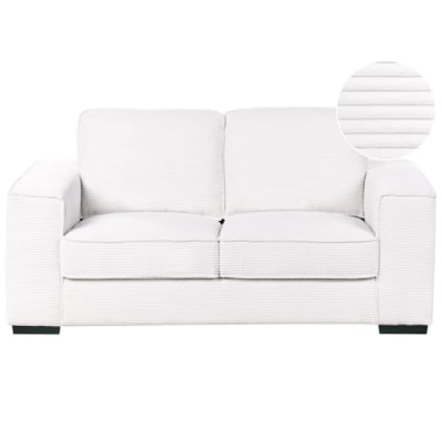 Beliani 2 Seater Vikran Corduroy White
