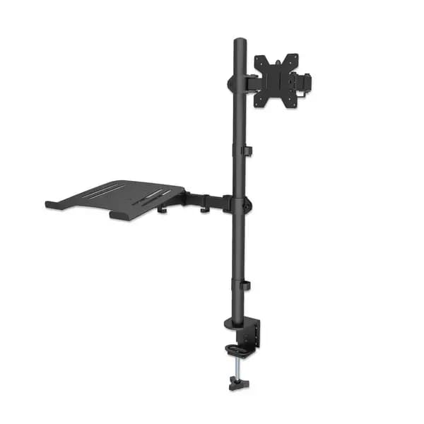 Manhattan Manhattan TV & Monitor & Laptop Combo Mount Desk Full Motion 1 screen Screen Sizes: 10-27" Laptop up to 17" Black Clamp As