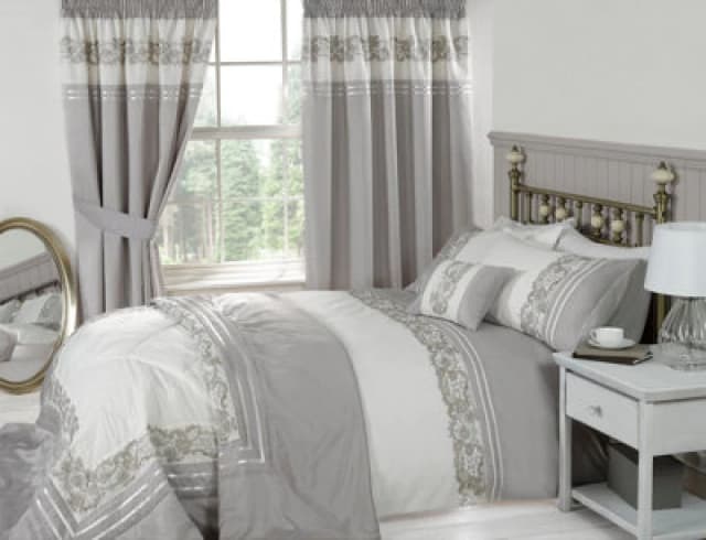 Rapport Home Chantilly Polycotton Duvet Set With Pillowcase Grey