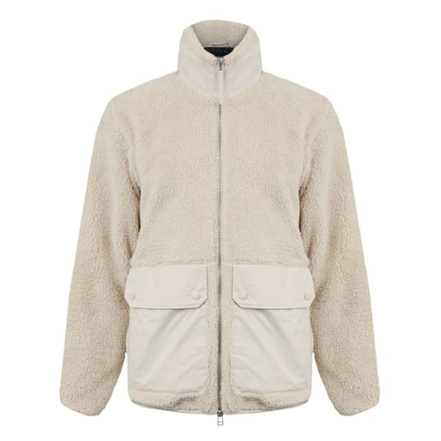 Pretty Green Mens Wonderwall Borg Full-Zip Fleece Stone male Small