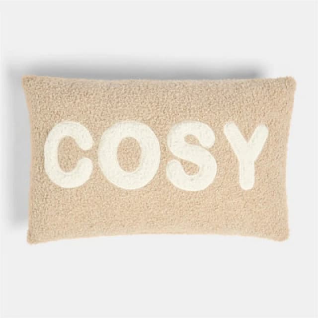 OHS OHS Soft Boucle Cosy Slogan Print Decorative Scatter Cushion, Natural Size: 50cm x 30cm Natural 50cm x 30cm Unisex 5027434226610