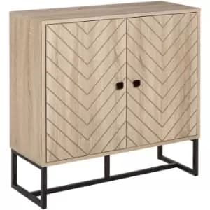 HOMCOM Embossed Arrow Storage Cabinet w/ Adjustable Shelf Metal Frame Handles
