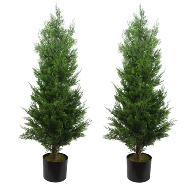 Leaf Cypress Cedar Topiary Tree Artificial 120Cm Plant, Green 40140-PAIR