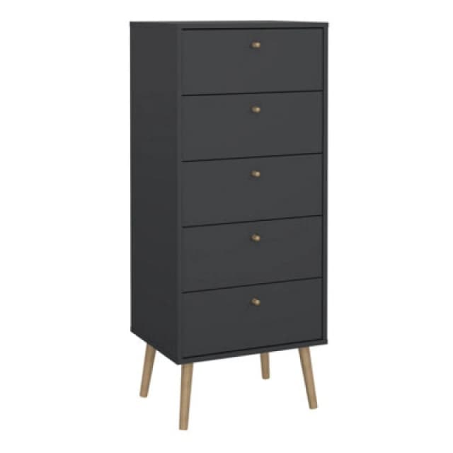 Furniture To Go Cumbria Narrow Chest With 5 Drawers (Black)