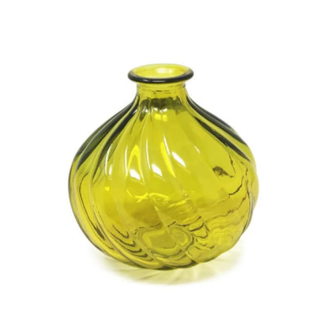 Verano Spanish Ceramics Recycled Glass Ola Yellow Home Decor Small Round Vase (H) 17Cm