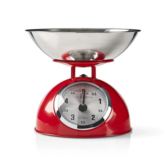 Nedis Retro Traditional Vintage Metal Mechanical Weight Baking 5kg Kitchen Scale Red A-CAB197248 Mechanical Scale