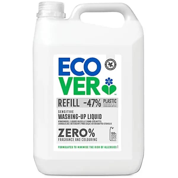 Ecover Washing Up Liquid Refill Zero Fragrance & Coloring 5L