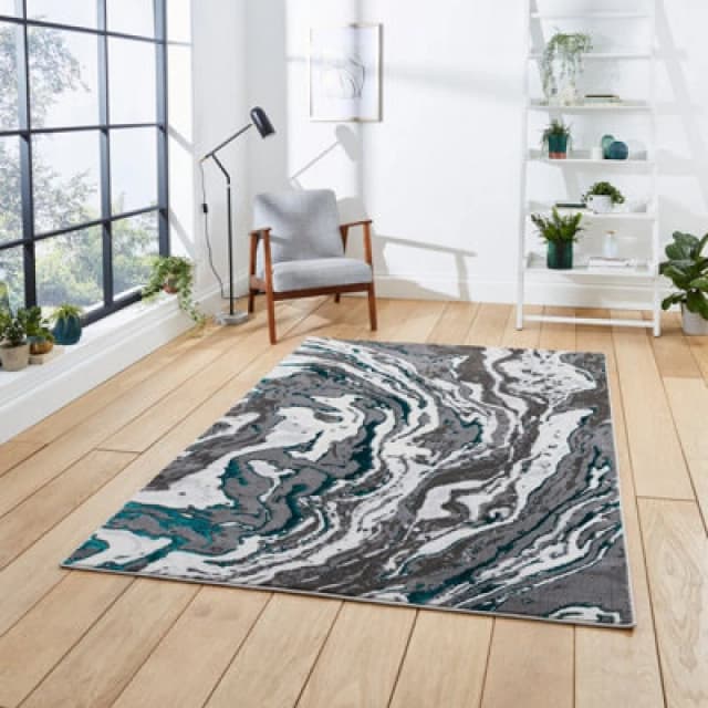 Think Rugs Apollo Grey/Green Rectangle 160 x 220cm Polypropylene Modern Abstract GR584, Grey APGR584GRGR1622