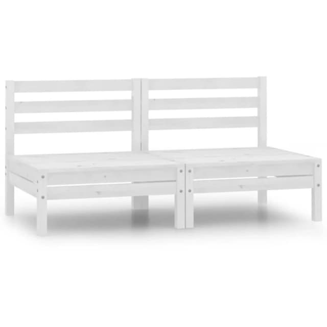 VIDAXL Garden Middle Sofas 2 pcs White Solid Pinewood vidaXL 8720286659021
