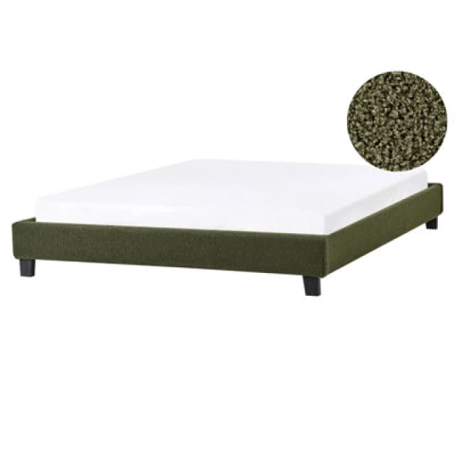 Beliani Bed Without Headboard Boucle Roanne 160 X 200 Cm (Eu King Size) Dark Green