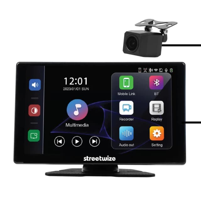 Streetwize 9 FreePlay Car Display Unit with Rear Camera Black unisex 9 Inch